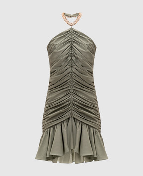 Balmain Зеленое платье с драпировкой GF0R3385CG68