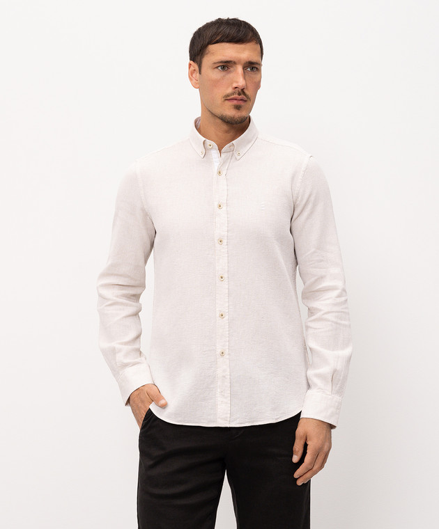 Florentino Бежевая рубашка с льном 126744614807 изображение 3