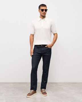 Canali Белое поло в узор MK02463C1177