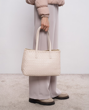 Dragon Розовая кожаная плетеная сумка-тоут Salvage DGS68171