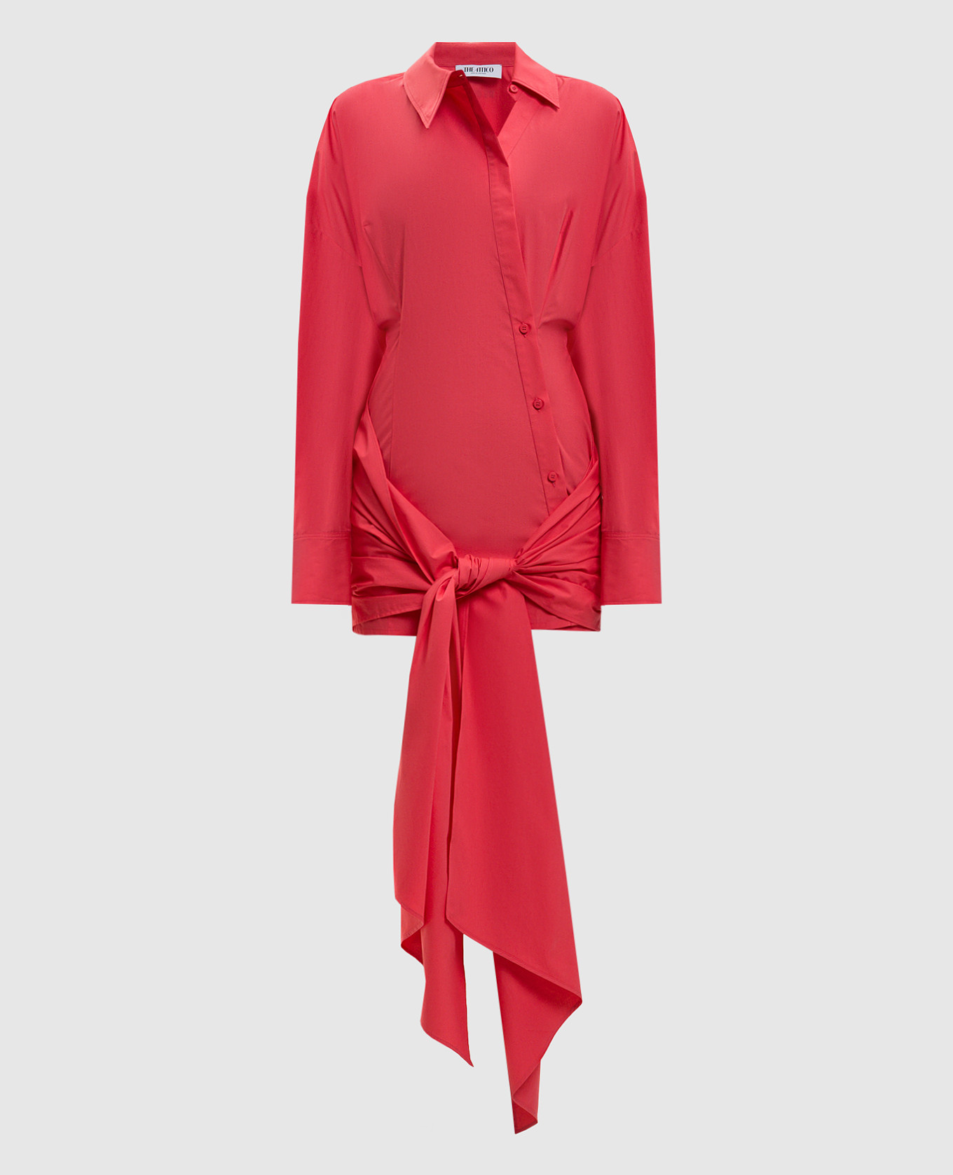 

Розовое платье-рубашка с вышивкой логотипа, Розовый, Повседневные платья