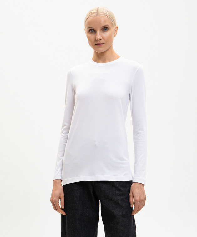 Brunello Cucinelli Белый лонгслив с цепочкой мониль MPT18B0107 изображение 3