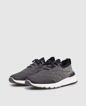 Brunello Cucinelli Сині кросівки з фактурним логотипом MZUEHRO342