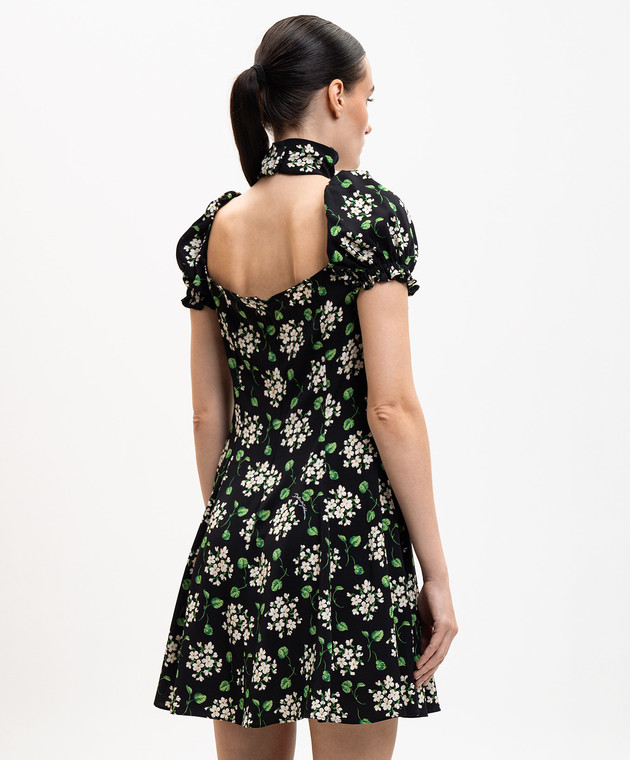 Dolce&Gabbana Чорна сукня міні із шовку в принт F659HTFSA85 зображення 4