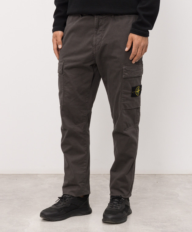 Stone Island Серые брюки карго с патчем логотипа L1S153100051S0004 изображение 3