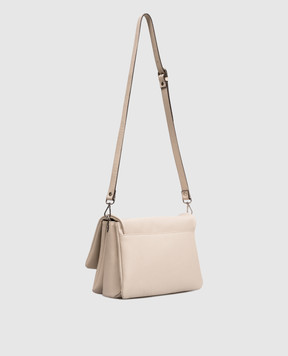 Gianni Notaro Бежевая кожаная сумка-мессенджер DOLLARO 218DOLLARONIKEL