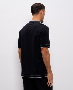 Brunello Cucinelli Чорна футболка з вишивкою емблеми M0B137451G