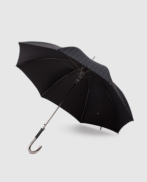 Pasotti Черный зонтик-трость Dandy в полоску OMITUO478RASO10941