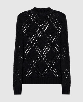 Jil Sander Чорний светр з вовни у візерунок J03GP0184J14812