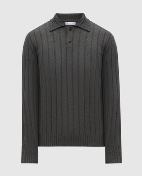 Brunello Cucinelli Зелений светр з кашеміру з коміром-поло M22506005