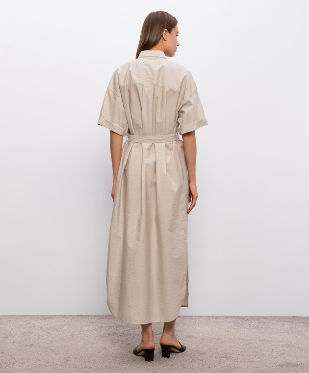 Brunello Cucinelli Сукня-сорочка кольору айворі з вишивкою та паєтками M0F79AHD91 зображення 4