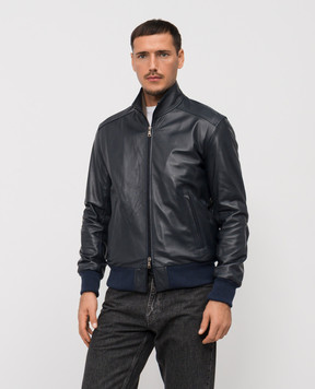 Cashmere&Whiskey Синя шкіряна куртка DF272NAPPA