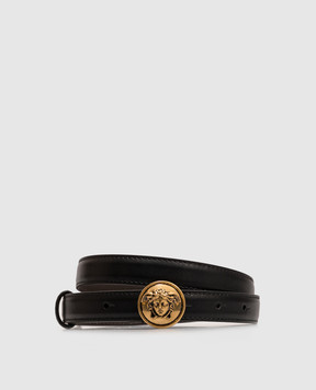 Versace Чорний шкіряний ремінь з фактурною емблемою 1026856DVTP1