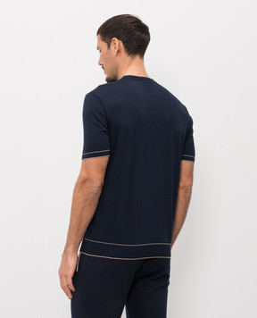 Bertolo Cashmere Синя футболка з контрастним окантуванням 902204002056