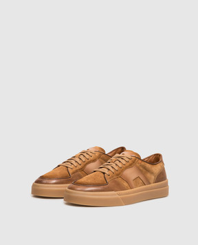 Santoni Коричневі шкіряні кросівки з патчем логотипа MBGT22221FARTGEU
