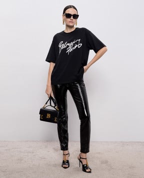 Balmain Черная футболка с принтом логотипа GF1EG110BD41