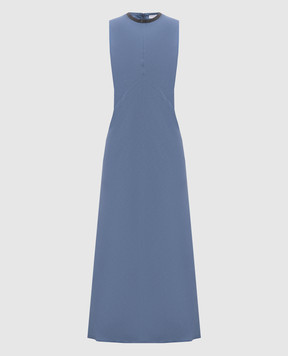Brunello Cucinelli Блакитна сукня міді з льоном MH126AFR61