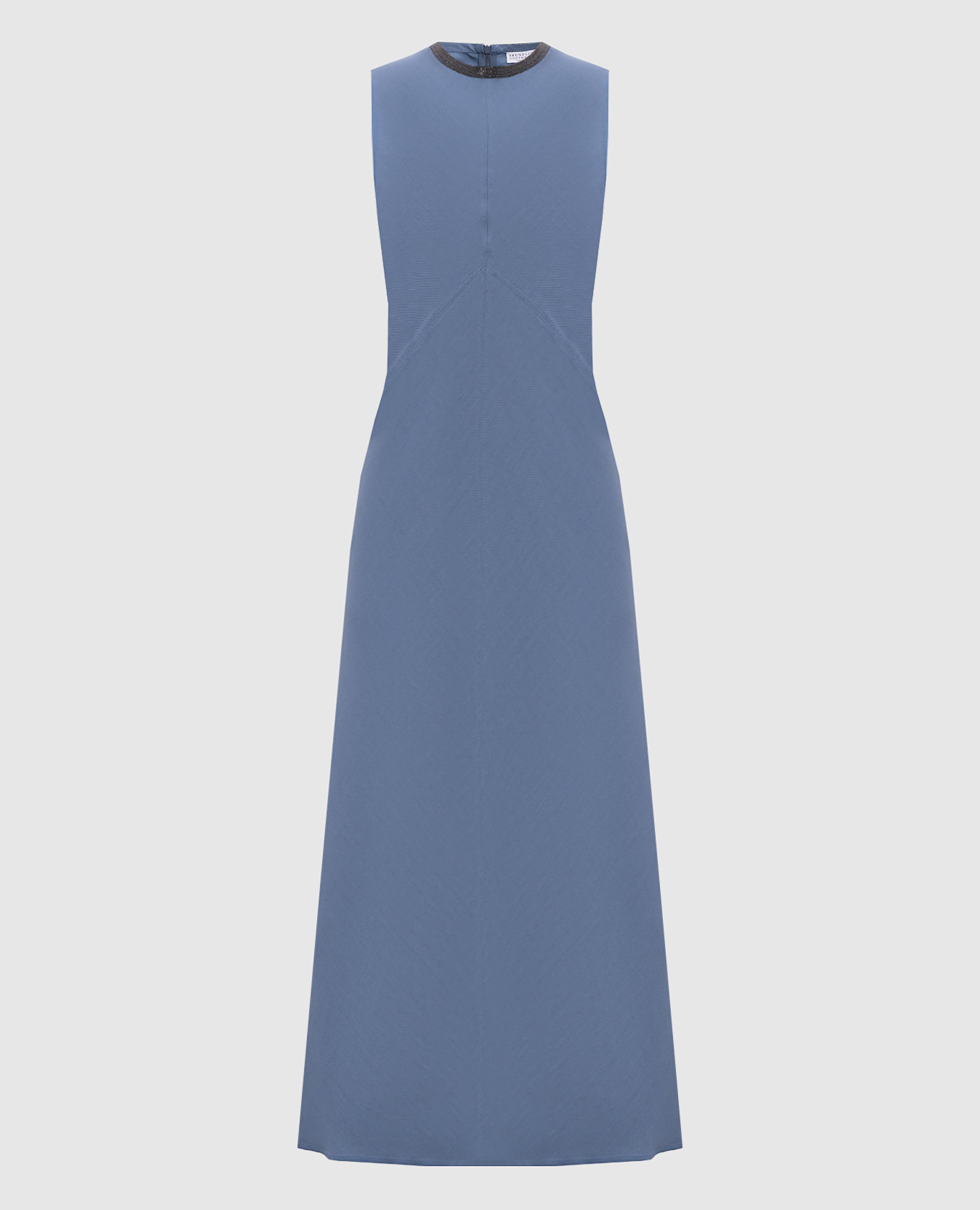 Голубое платье миди с льном