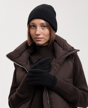 Allude Чорна шапка з кашеміру з відворотом 26511244