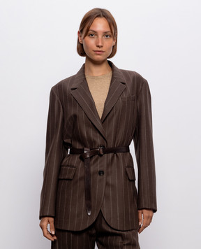 Brunello Cucinelli Коричневый жакет из шерсти в полоску MG5547438P