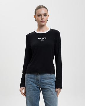Versace Черный лонгслив с принтом логотипа 10228871A16685