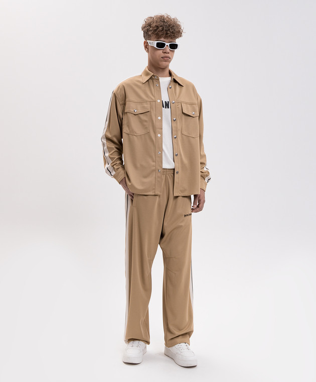 Palm Angels Бежева сорочка з вишивкою логотипа PAMBN002FB001 зображення 2