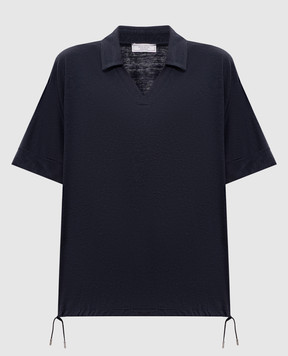 Peserico Синій топ з льоном з коміром поло S06430J002707