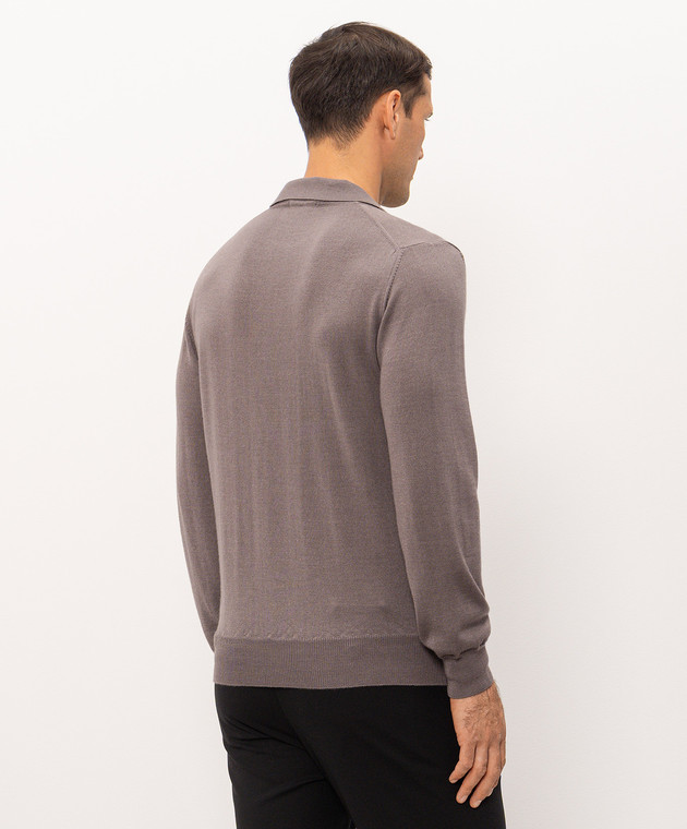 Cashmere&Whiskey Коричневое поло из шерсти, шелка и кашемира 474Z изображение 4