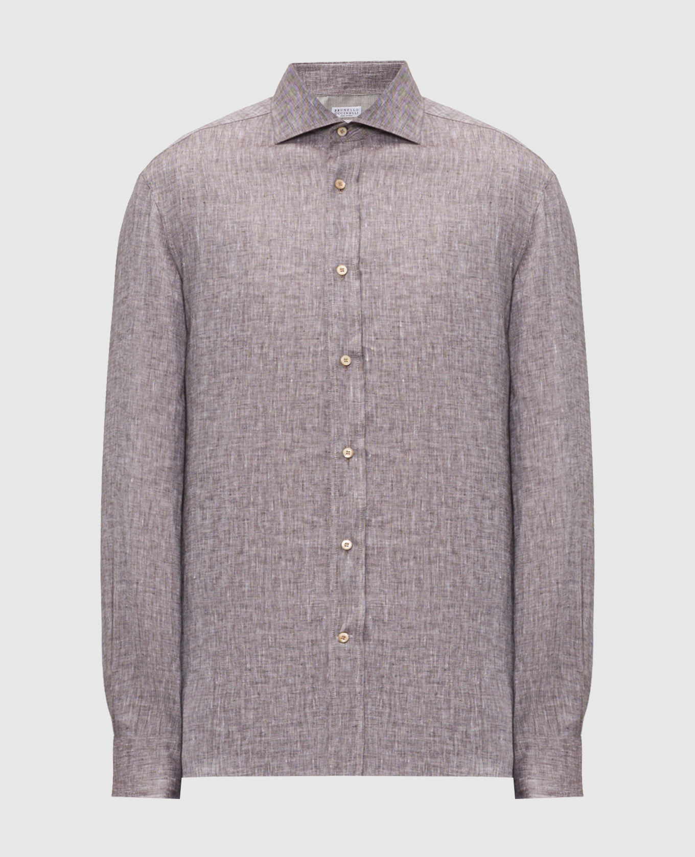 Коричневая рубашка из льна