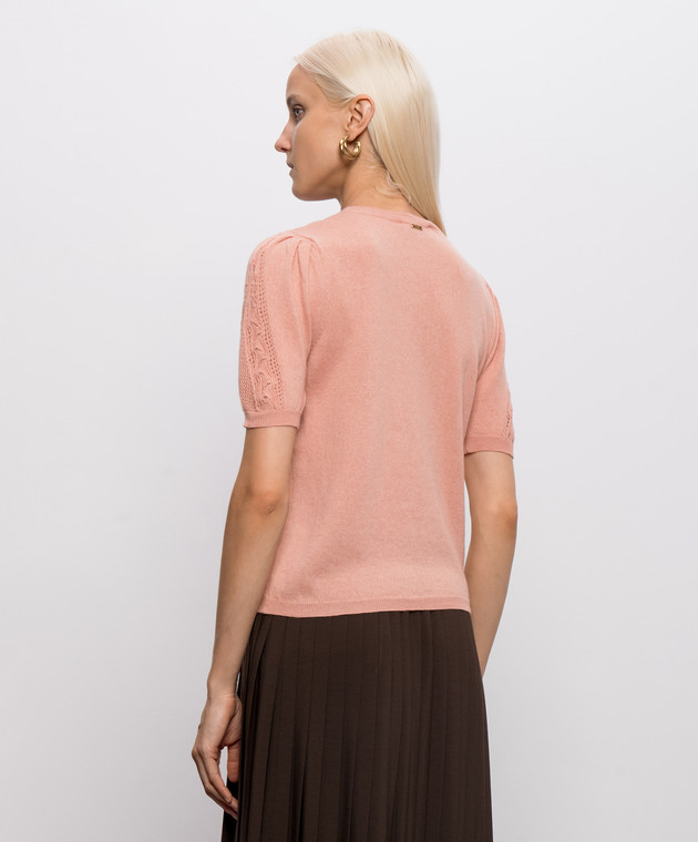 Twinset Розовый топ с шерстью с ажурным узором 262TP3210 изображение 4
