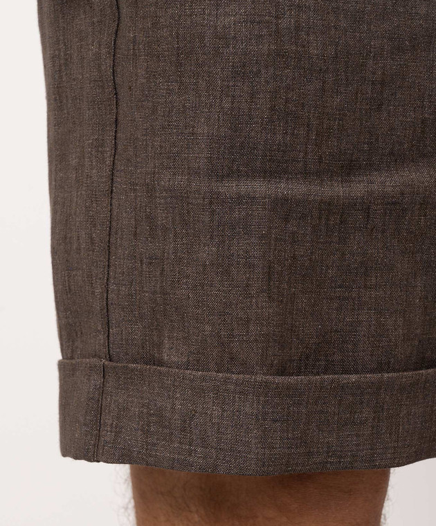 Canali Коричневые шорты из льна AE05958U95606 изображение 5
