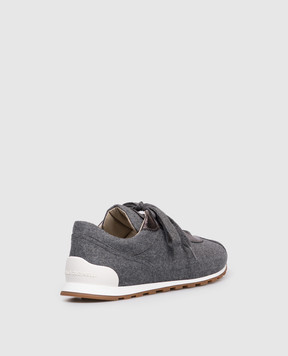 Brunello Cucinelli Серые комбинированные кроссовки с цепочкой мониль MZ26G3031