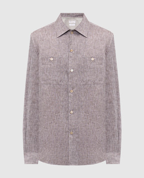 Brunello Cucinelli Коричнева сорочка з льону прямого крою MM6840658