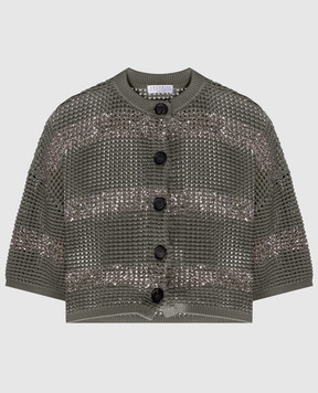 Brunello Cucinelli Зелений укорочений кардиган з паєтками M58772826