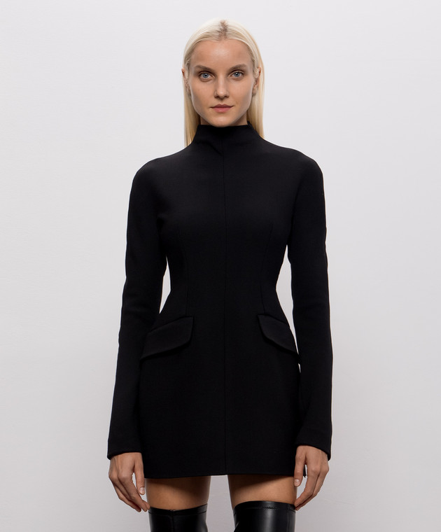 Max Mara Sportmax Черное платье мини TEFRITE с шерстью SPXTEFRITE изображение 3