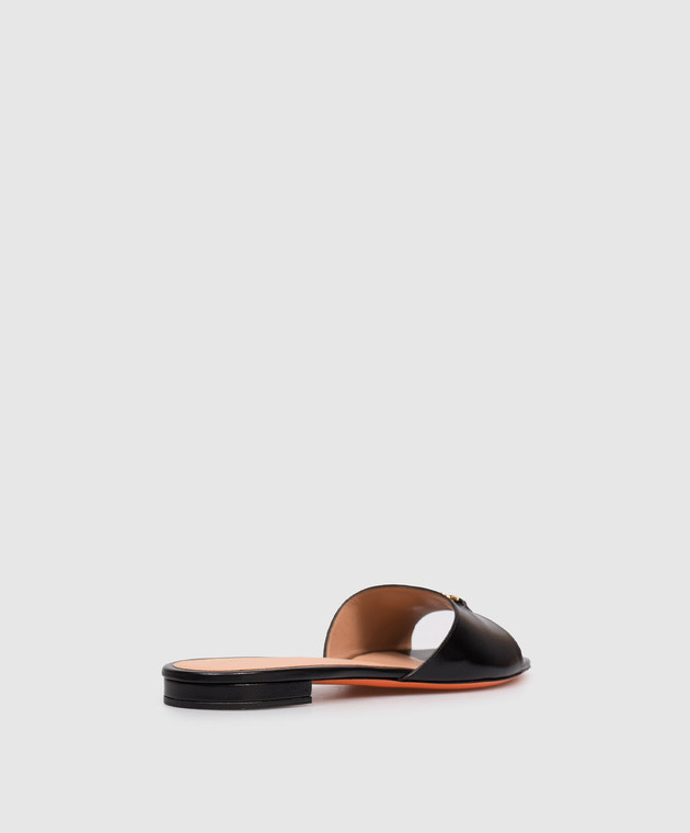 Santoni Чорні шкіряні шльопанці з монограмою логотипа WHTY72111HD1NWLN зображення 3