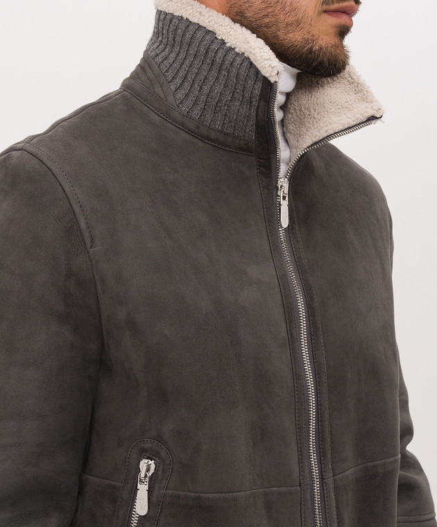 Brunello Cucinelli Сіра дублянка MPMCU1737 зображення 5