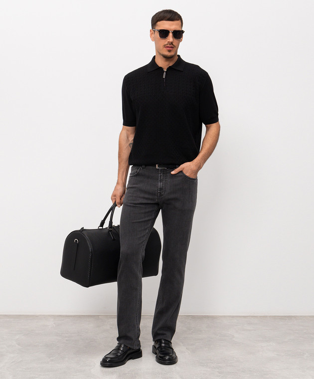 Stefano Ricci Черное поло в узор K212039P31F26195 изображение 2