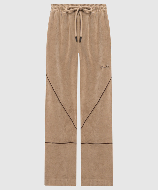 Off-White Бежевые бархатные спортивные штаны 44MCJ03RF26J001
