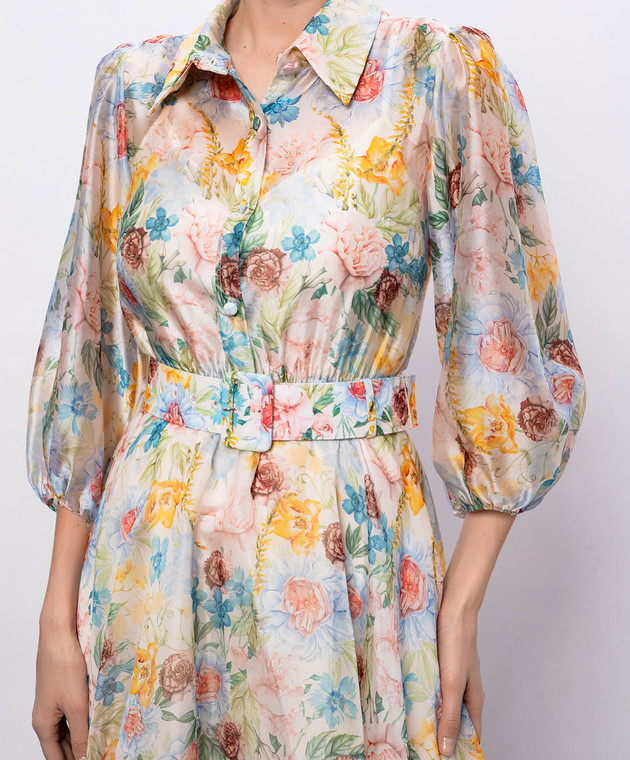 Nissa Бежевое платье-рубашка с цветочным принтом RC16282 изображение 4