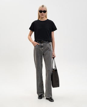 Twinset Черная футболка с вышивкой монограммы 261TT2380