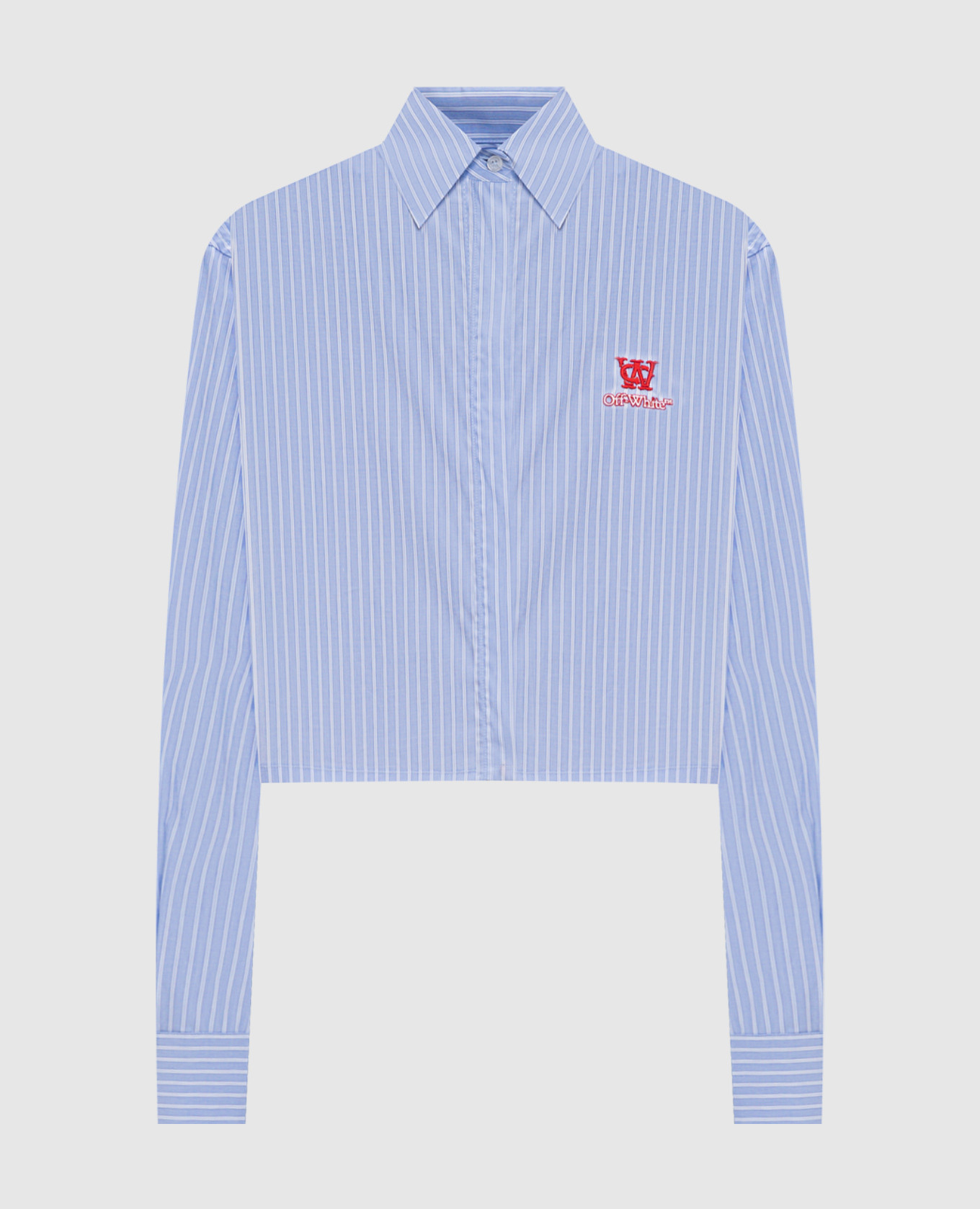 

Голубая укороченная рубашка в полоску, Голубой, Рубашки