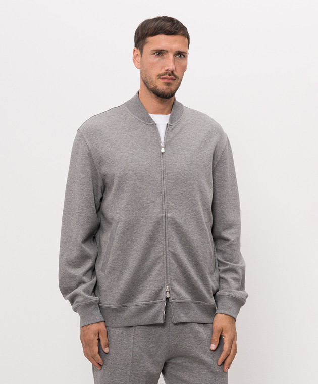 Brunello Cucinelli Серая меланжевая спортивная куртка MM8319072G изображение 3