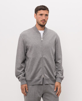 Brunello Cucinelli Сіра меланжева спортивна куртка MM8319072G