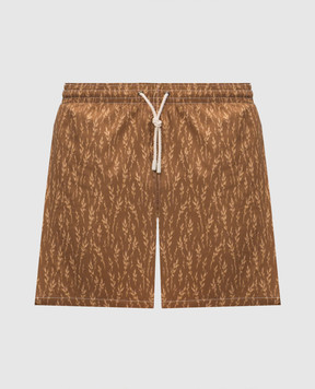Canali Коричневі шорти для плавання в брендовий принт UA0010093024