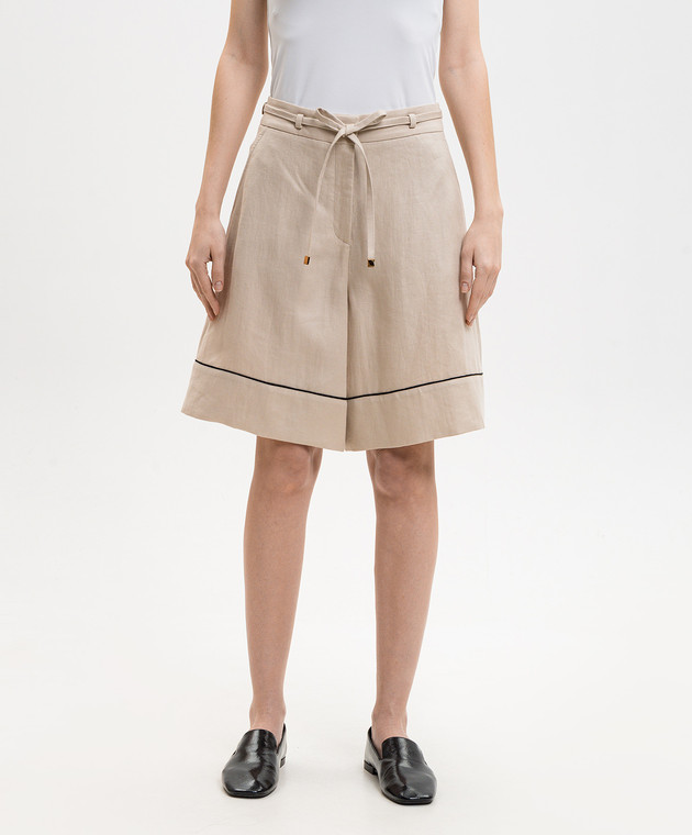 Agnona Бежеві бермуди з льону T81102YU3034 зображення 3