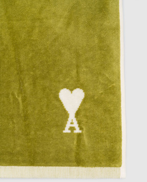 Ami Paris Зеленое полотенце с узором эмблемы UTW003AK0015