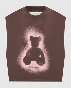 Palm Angels Коричневый топ Spray Bear PWAC022S26JER001