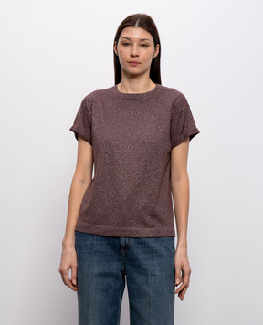 Brunello Cucinelli Фиолетовая футболка с кашемиром и шелком M41810000P
