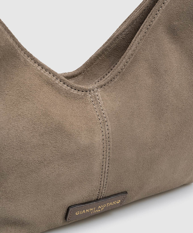 Gianni Notaro Коричневая замшевая сумка-хобо SUEDE с нашивкой логотипа 867SUEDE изображение 4